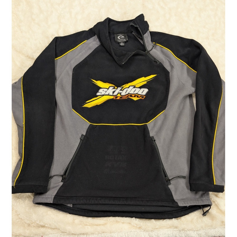 Vintage Ski-Doo Team BRP 1/4 Zip Fleece Pullover Sweatshirt Size Medium